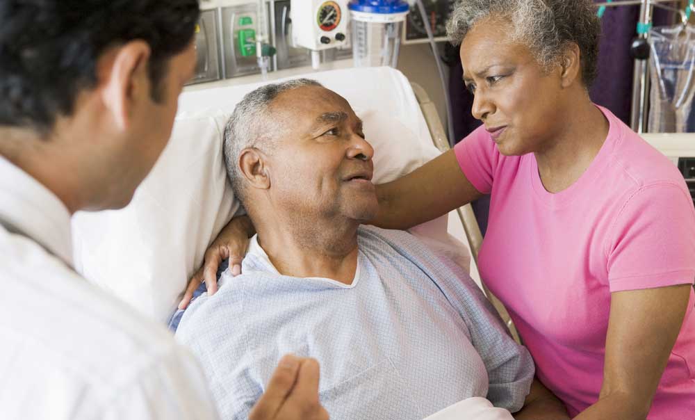 patient speaking with concern to doctor